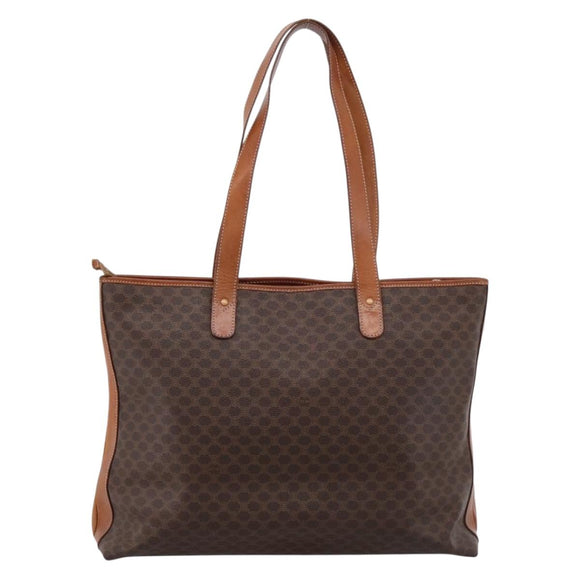 CELINE Macadam Tote Bag PVC Leather Brown Auth 202166