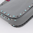 VALENTINO Shoulder Bag Leather Gray Blue Auth 202167-16