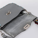 VALENTINO Shoulder Bag Leather Gray Blue Auth 202167-10