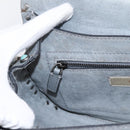 VALENTINO Shoulder Bag Leather Gray Blue Auth 202167-21