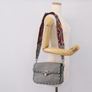 VALENTINO Shoulder Bag Leather Gray Blue Auth 202167-24