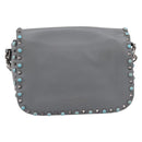 VALENTINO Shoulder Bag Leather Gray Blue Auth 202167-2