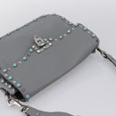 VALENTINO Shoulder Bag Leather Gray Blue Auth 202167-6