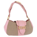 FENDI Zucca Canvas Shoulder Bag Pink Gold Auth 202168V-1