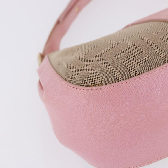 FENDI Zucca Canvas Shoulder Bag Pink Gold Auth 202168V