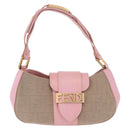 FENDI Zucca Canvas Shoulder Bag Pink Gold Auth 202168V-2
