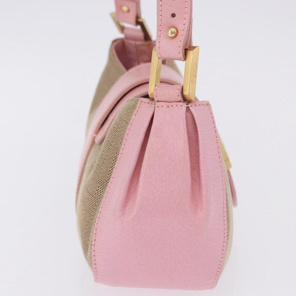 FENDI Zucca Canvas Shoulder Bag Pink Gold Auth 202168V