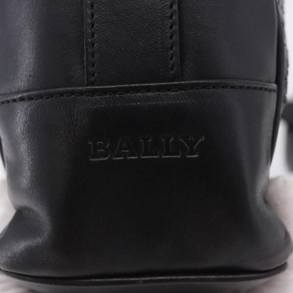 BALLY Shoulder Bag Leather Black Gold Tone Auth 202169