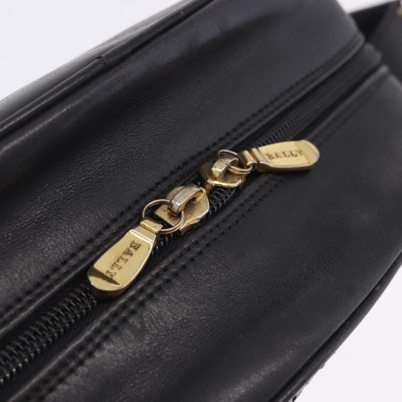 BALLY Shoulder Bag Leather Black Gold Tone Auth 202169