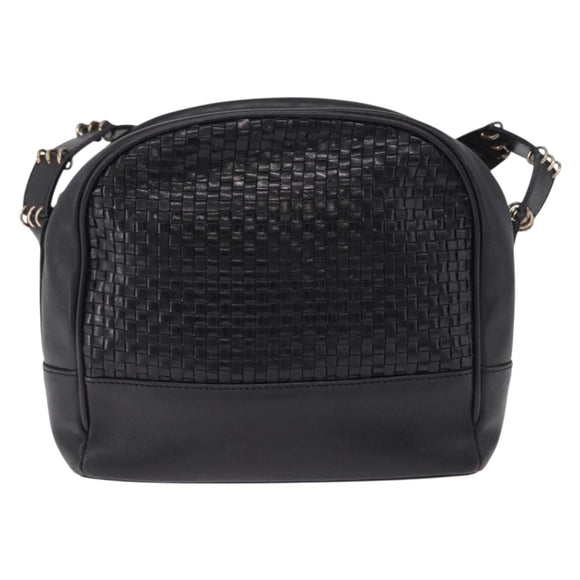 BALLY Shoulder Bag Leather Black Gold Tone Auth 202169