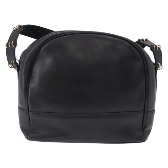 BALLY Shoulder Bag Leather Black Gold Tone Auth 202169