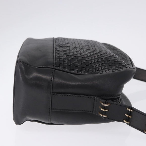 BALLY Shoulder Bag Leather Black Gold Tone Auth 202169