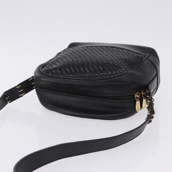 BALLY Shoulder Bag Leather Black Gold Tone Auth 202169