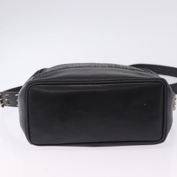 BALLY Shoulder Bag Leather Black Gold Tone Auth 202169