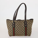 GUCCI GG Canvas Supreme Sherry Line Shoulder Tote Bag Beige Brown Auth 202170-2