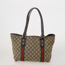 GUCCI GG Canvas Supreme Sherry Line Shoulder Tote Bag Beige Brown Auth 202170-3