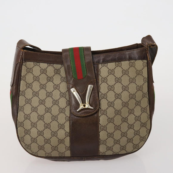 GUCCI GG Canvas Supreme Sherry Line Shoulder Tote Bag Beige Brown Auth 202170
