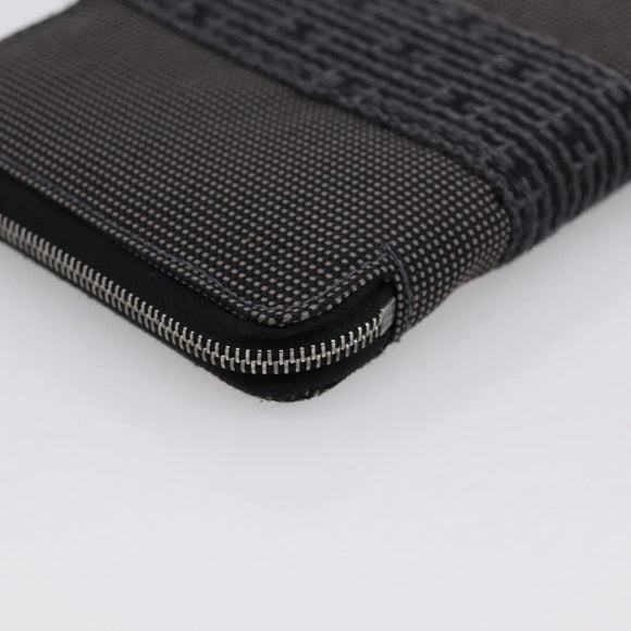 HERMES Her Line Perth PM Wallet Canvas Gray Silver Auth 202172A
