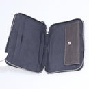 HERMES Her Line Perth PM Wallet Canvas Gray Silver Auth 202172A-13