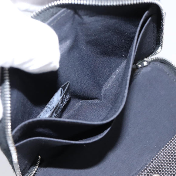HERMES Her Line Perth PM Wallet Canvas Gray Silver Auth 202172A