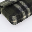 Burberrys Nova Check Shoulder Bag Wool Green Silver Auth 202175A-11