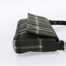 Burberrys Nova Check Shoulder Bag Wool Green Silver Auth 202175A-5