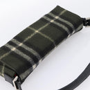 Burberrys Nova Check Shoulder Bag Wool Green Silver Auth 202175A-6