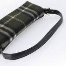 Burberrys Nova Check Shoulder Bag Wool Green Silver Auth 202175A-7