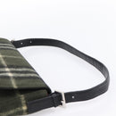 Burberrys Nova Check Shoulder Bag Wool Green Silver Auth 202175A-8