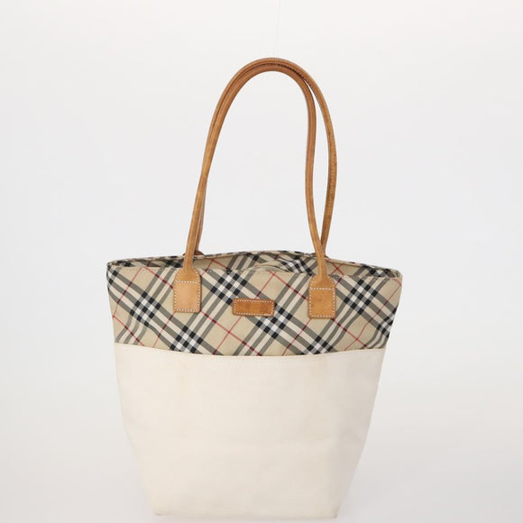 BURBERRY Nova Check Hand Bag Canvas 3 Set Beige Blue Auth 202176