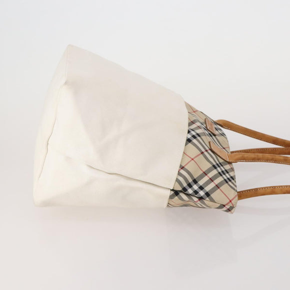 BURBERRY Nova Check Hand Bag Canvas 3 Set Beige Blue Auth 202176