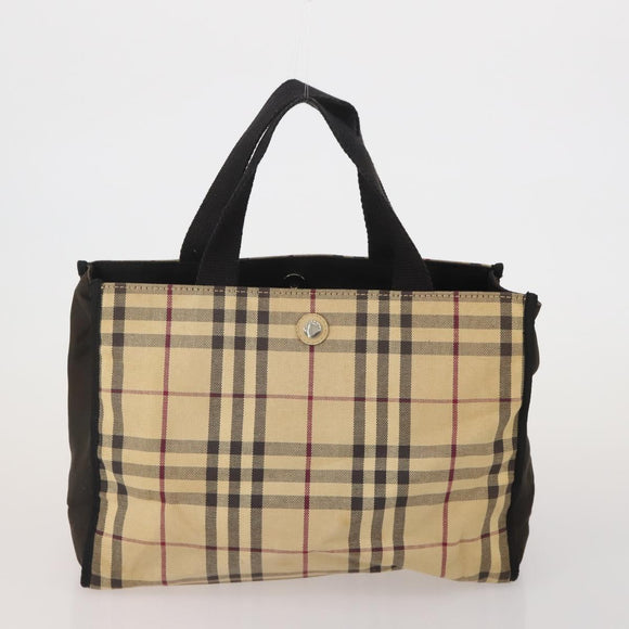 BURBERRY Nova Check Hand Bag Canvas 3 Set Beige Blue Auth 202176