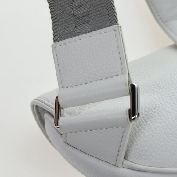 Christian Dior Saddle Shoulder Bag Leather White Silver Auth 202179V