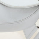 Christian Dior Saddle Shoulder Bag Leather White Silver Auth 202179V-18