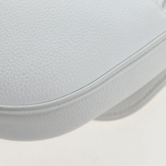 Christian Dior Saddle Shoulder Bag Leather White Silver Auth 202179V