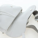 Christian Dior Saddle Shoulder Bag Leather White Silver Auth 202179V-22