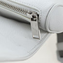 Christian Dior Saddle Shoulder Bag Leather White Silver Auth 202179V-23