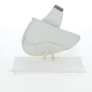 Christian Dior Saddle Shoulder Bag Leather White Silver Auth 202179V-12