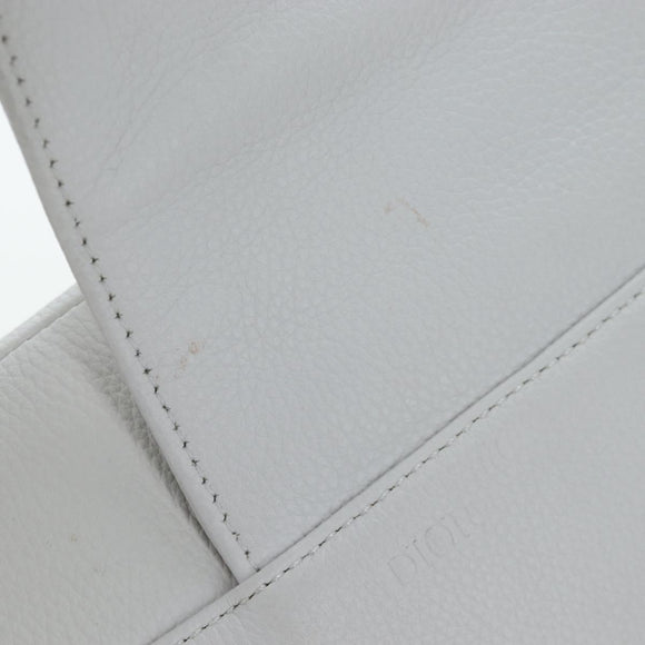Christian Dior Saddle Shoulder Bag Leather White Silver Auth 202179V