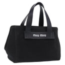Miu Miu Hand Bag Canvas Black Gold Tone Auth 202181A-1