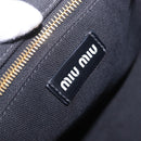 Miu Miu Hand Bag Canvas Black Gold Tone Auth 202181A-10