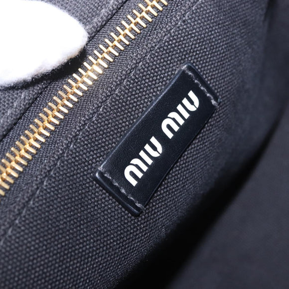 Miu Miu Hand Bag Canvas Black Gold Tone Auth 202181A