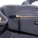 Miu Miu Hand Bag Canvas Black Gold Tone Auth 202181A-20
