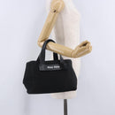 Miu Miu Hand Bag Canvas Black Gold Tone Auth 202181A-22