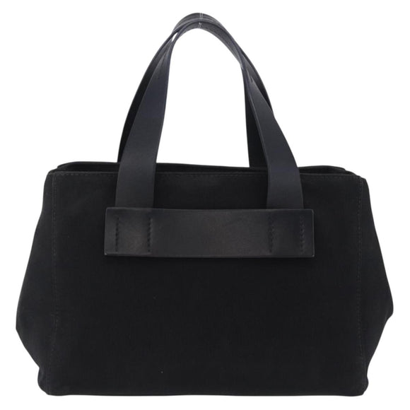 Miu Miu Hand Bag Canvas Black Gold Tone Auth 202181A
