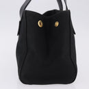 Miu Miu Hand Bag Canvas Black Gold Tone Auth 202181A-4