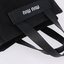 Miu Miu Hand Bag Canvas Black Gold Tone Auth 202181A-6
