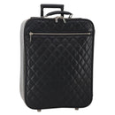 CHANEL Matelasse Suitcase Leather Black Silver CC Auth 202184-1