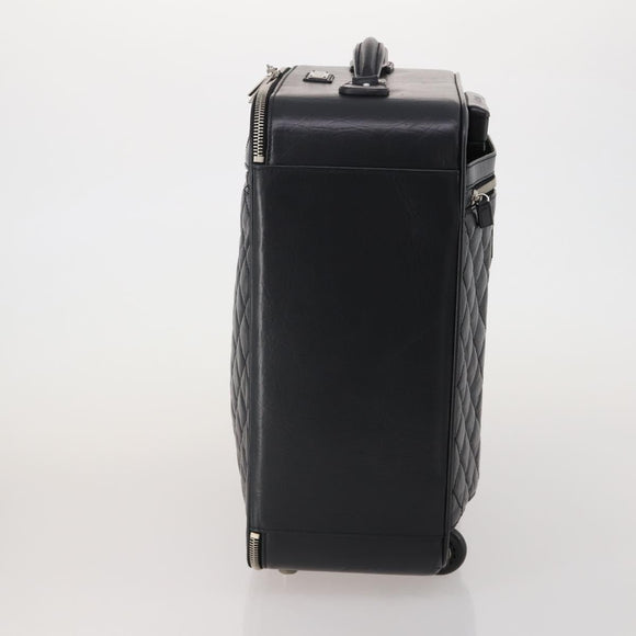 CHANEL Matelasse Suitcase Leather Black Silver CC Auth 202184