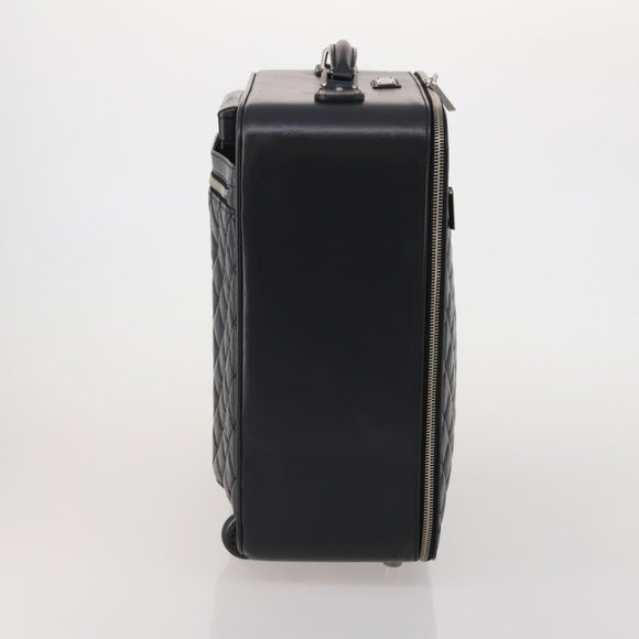 CHANEL Matelasse Suitcase Leather Black Silver CC Auth 202184